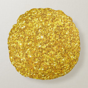 Splendid Gold Glitter Pattern Round Cushion
