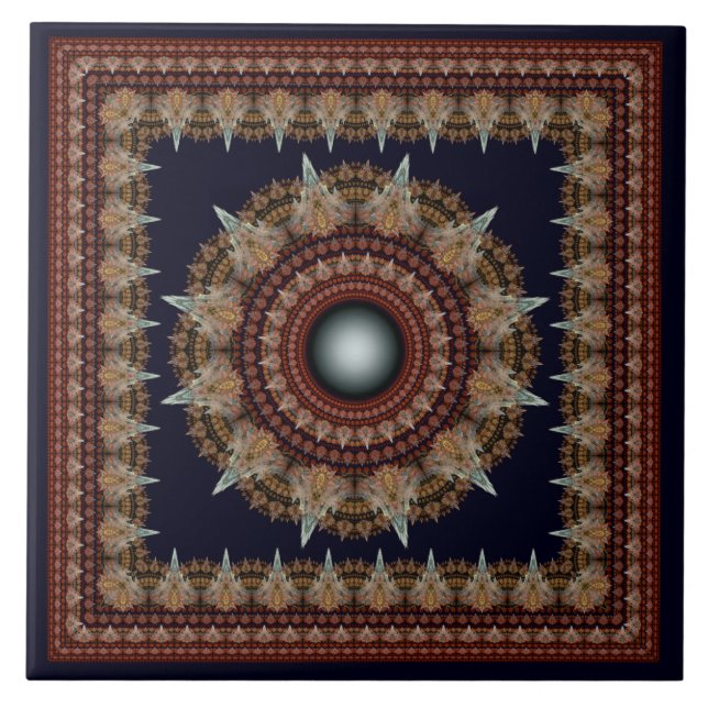 Splendid kaleidoscopic fractal framed ornament tile (Front)