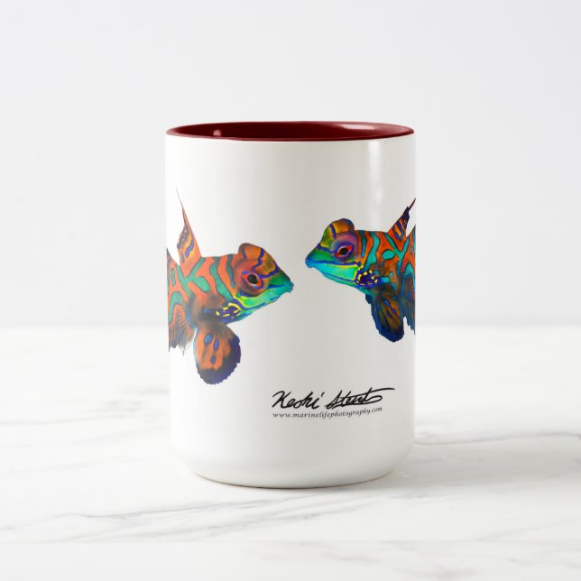 Splendid Mandarinfish mug, Synchiropus splendidus Two-Tone Coffee Mug (Center)