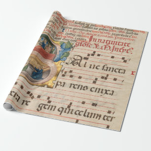 Splendid Mediaeval Music Manuscript Wrapping Paper