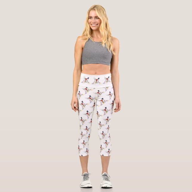 Splendid Neoplasticism Art Monogram. Letter V Capri Leggings (Front)