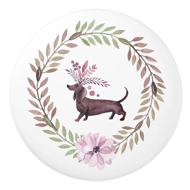 Splendid Purple Dachshund Round Knob (Front)