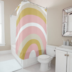 Splendid Rainbow in Mustard and Millennial Pink Shower Curtain