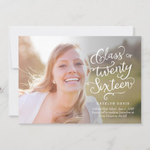 Splendid Statement Graduation Announcement - White