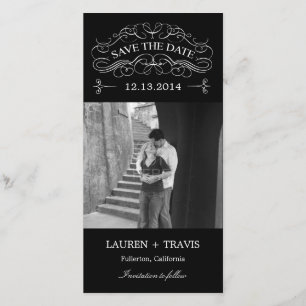 Splendid Swirls Save The Date Photo Card - Black
