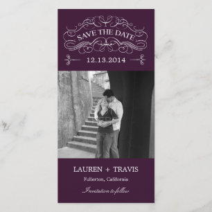 Splendid Swirls Save The Date Photo Card - Purple