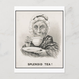 Splendid Tea Funny Vintage Postcard