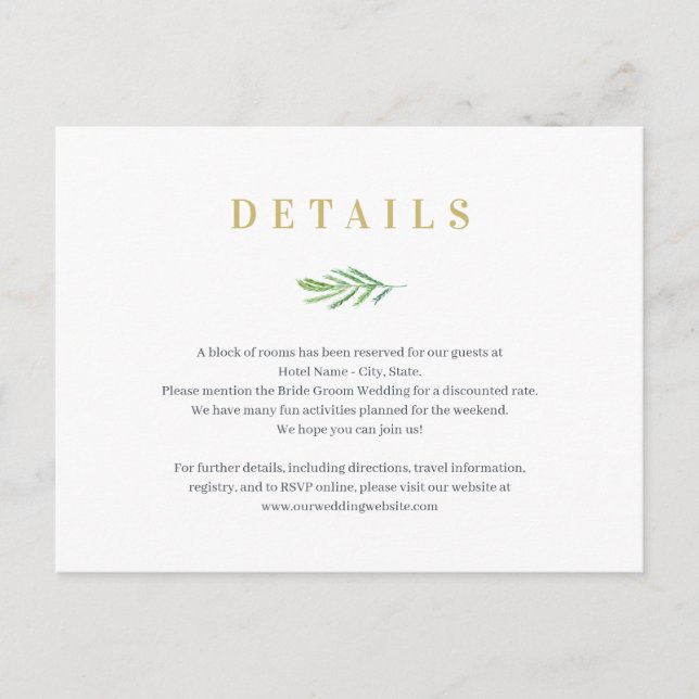 Splendid Union Wedding Details Enclosure Card (Front)