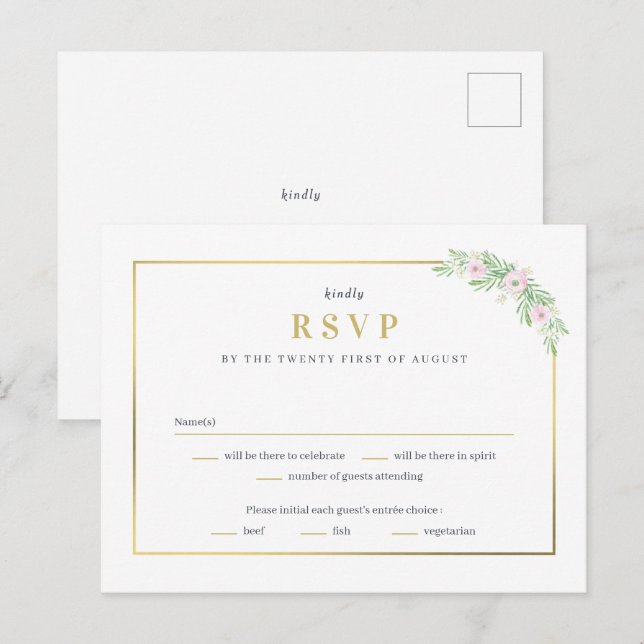 Splendid Union Wedding RSVP Reply Response Card (Front/Back)