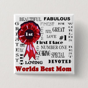 Splendid Word Collage Worlds Best Mum Design 15 Cm Square Badge