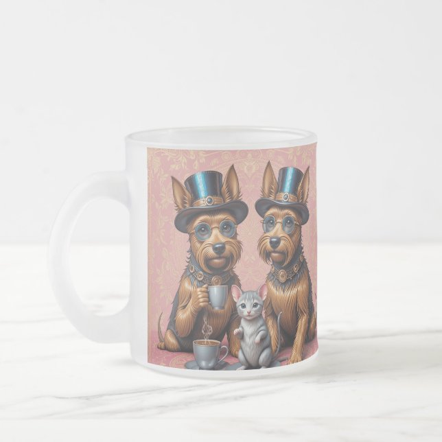 Splendid Yorkshire Terriers Frosted Glass Mug (Left)