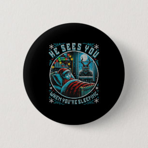 Splendifulous Merry Krampus He Sees You Vintage Ho 6 Cm Round Badge