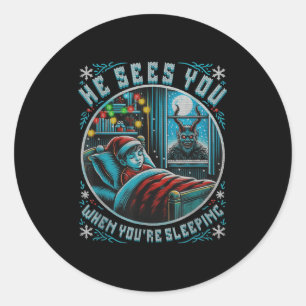 Splendifulous Merry Krampus He Sees You Vintage Ho Classic Round Sticker