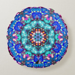 Splendorous Stellar Kaleid Round Pillow