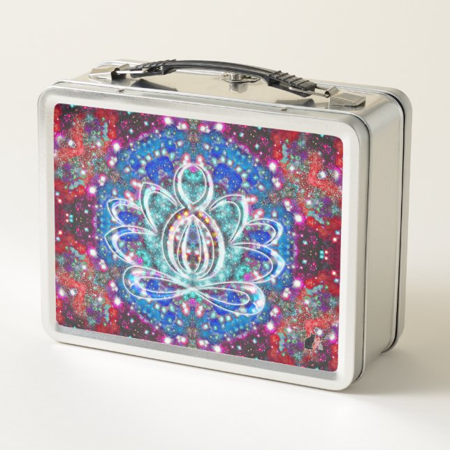 Splendorous Zen Lotus Metal Lunch Box (Back)