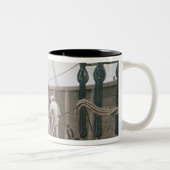Splicing the cable after the first accident on boa Two-Tone coffee mug (Right)
