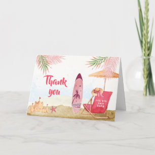 Splish Splash Aloha Surfboard Beach Baby Shower Thank You Card