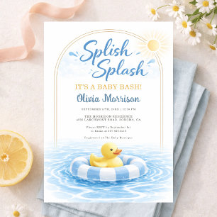 Splish Splash Baby Bash Blue Yellow Baby Shower Invitation