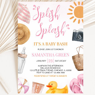 Splish Splash Baby Bash Girl Baby Shower Invitation