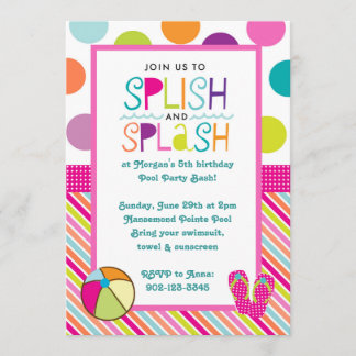Splish Splash Bash (Pink) Invitation