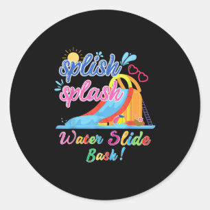 Splish Splash Bash Waterslide Summer Pool Birthday Classic Round Sticker