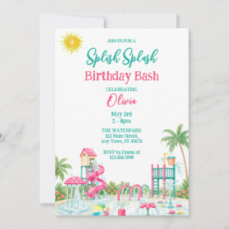 Splish Splash Birthday Bash Pool Birthday Party Invitation