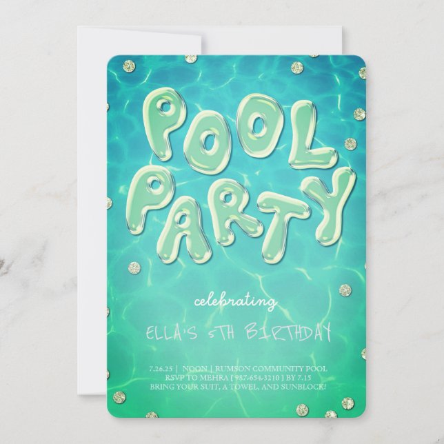 Splish Splash Birthday Bash Pool Party Invitation (Front)