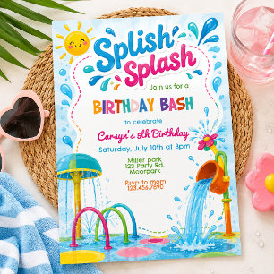 Splish Splash Birthday Bash   Splash Pad Invitation