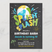 Splish Splash birthday invitation Pool party