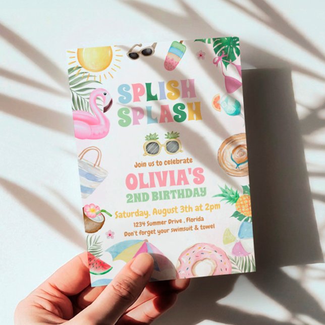 Splish Splash Birthday Invite Pool Party Invite (Creator Uploaded)