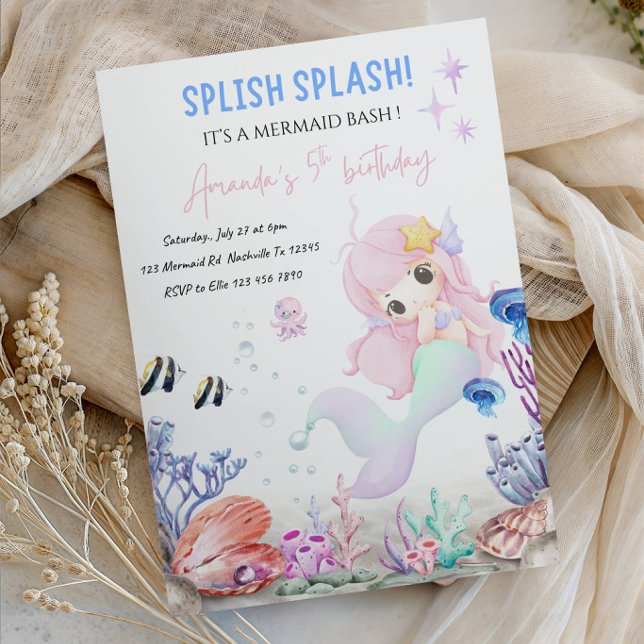 Splish Splash Birthday Party for Little Girl Invitation (Creator Uploaded)