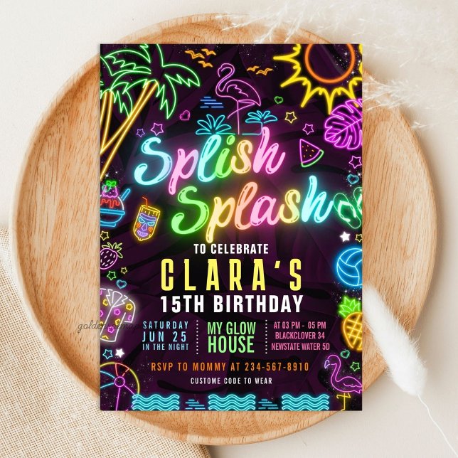 Splish Splash Birthday - Pool Party Editable Invitation (Splish Splash Birthday - Pool Party Editable Invitation)