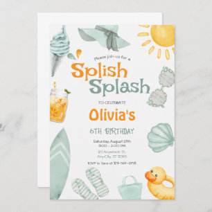 Splish Splash Birthday  Pool Party  Invitation