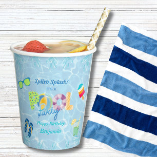 Splish Splash Boys Birthday Swimming Pool Party Paper Cups
