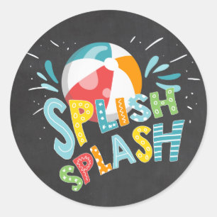 Splish Splash Chalk Pool Party Favour Tag Sticker