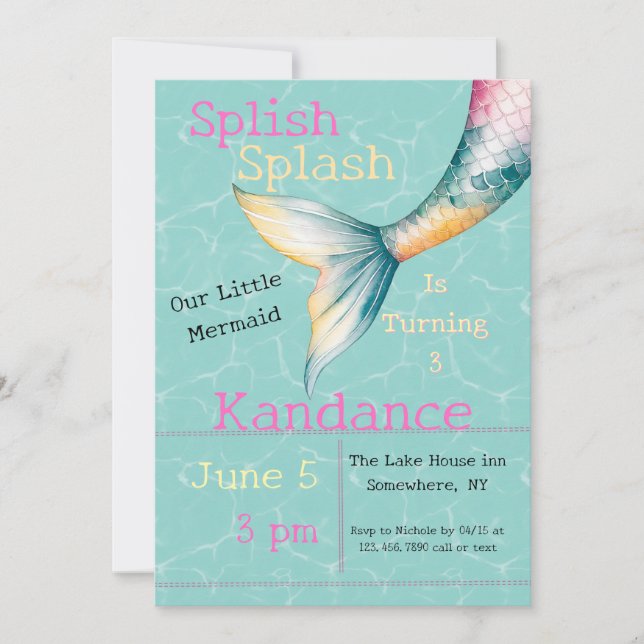Splish Splash | Enchanting Mermaid Birthday Party Invitation (Front)