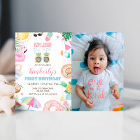 Splish Splash Girl Pool Party Pink Photo