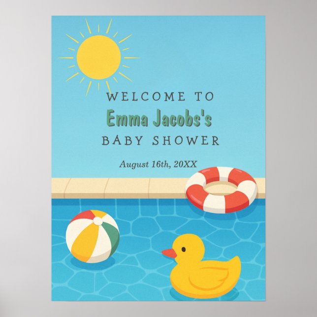Splish Splash it's a Baby Bash Baby Shower Welcome Poster (Front)