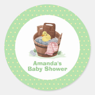 Splish Splash Laundry Tub Rubber Duck Baby Shower Classic Round Sticker