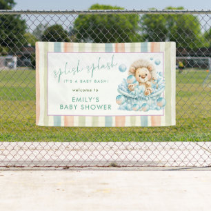 Splish Splash Lion Stripes Welcome Baby Shower Banner