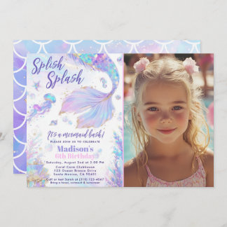 Splish Splash Mermaid Bash Birthday Invitation
