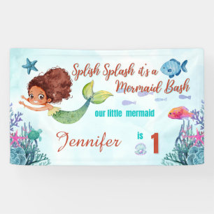 Splish Splash Mermaid Bash Girls 1st Birthday Banner