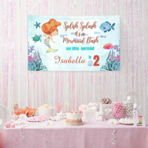 Splish Splash Mermaid Bash Girls 2nd birthday  Banner