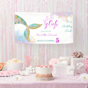 Splish splash mermaid birthday bash banner