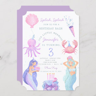 Splish Splash Mermaid Birthday Bash Invitation