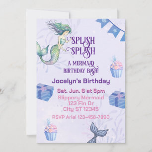 Splish Splash Mermaid Birthday Bash Invitation