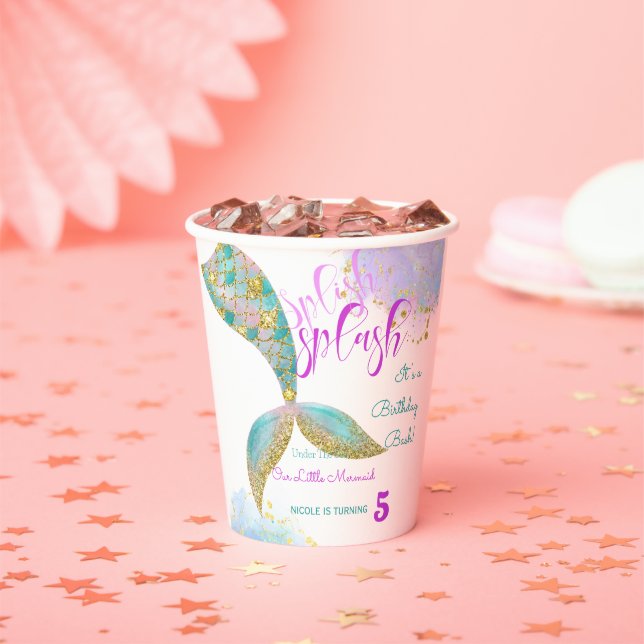Splish splash mermaid birthday bash paper cups (Insitu)