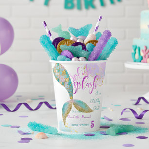 Splish splash mermaid birthday bash paper cups
