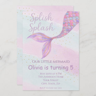 Splish Splash Mermaid Birthday Invitation