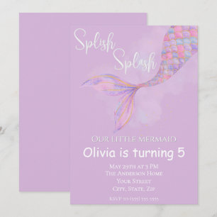 Splish Splash Mermaid Birthday Invitation